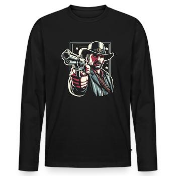 Cowboy - T-shirt manches longues Premium bio Homme - noir - Devant - Nico (187cm)