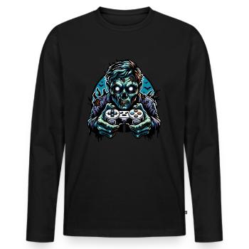 Manette de jeu Zombie - T-shirt manches longues Premium bio Homme - noir - Devant - Nico (187cm)