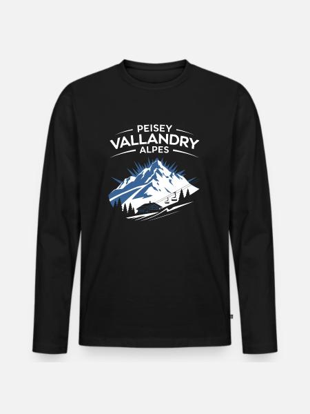 Peisey-Vallandry - Alpes - T-shirt manches longues Premium bio Homme - noir