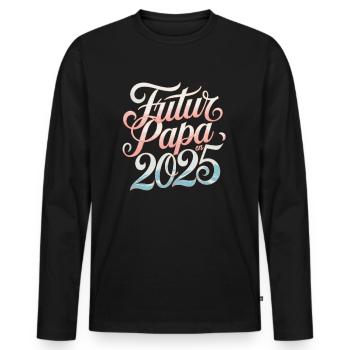 Futur papa en 2025 - T-shirt manches longues Premium bio Homme - noir - Devant - Nico (187cm)