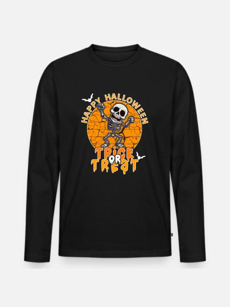 Halloween Design Squelette effrayant - T-shirt manches longues Premium bio Homme - noir