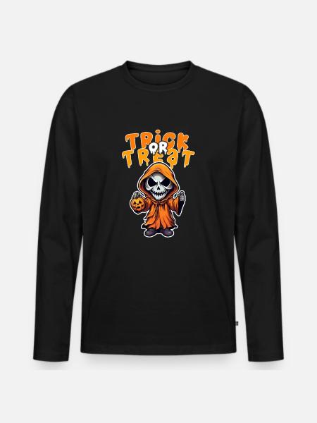 Halloween Design Squelette effrayant - T-shirt manches longues Premium bio Homme - noir