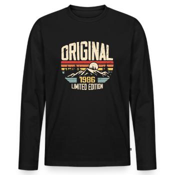 Nostalgisches 1986 Geburtstagsgeschenk 1986 - Männer Premium Bio Langarmshirt - Schwarz - Vorne - Nico (187cm)