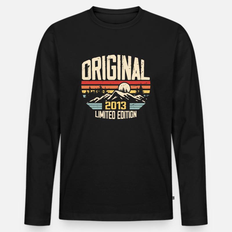 Nostalgisches 2013 Geburtstagsgeschenk 2013 - Männer Premium Bio Langarmshirt - Schwarz
