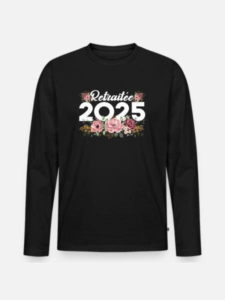 Retraitée 2025 - T-shirt manches longues Premium bio Homme - noir