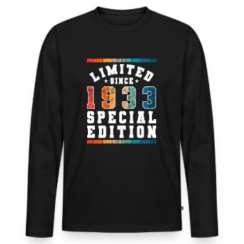 Édition limitée depuis 1933 Cadeau d’anniversaire - T-shirt manches longues Premium bio Homme - noir - Devant - Nico (187cm)