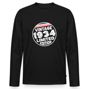 Cadeau d’anniversaire en édition limitée depuis 1934 - T-shirt manches longues Premium bio Homme - noir - Devant - Nico (187cm)