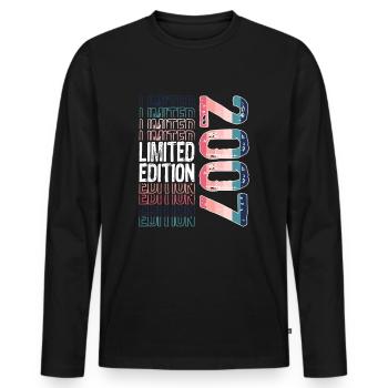 Limited Edition Since 2007 Birthday Vintage 2007 - Men's Premium Organic Long Sleeve Shirt - black - Front - Nico (187cm)