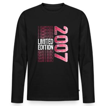 Limited Edition Since 2007 Birthday Vintage 2007 - Men's Premium Organic Long Sleeve Shirt - black - Front - Nico (187cm)