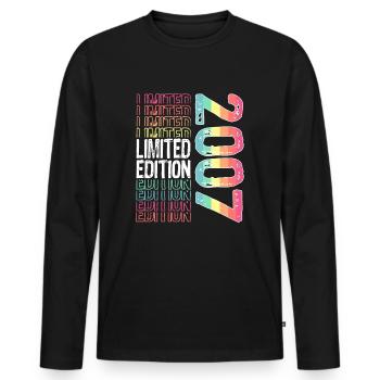 Limited Edition Since 2007 Birthday Vintage 2007 - Men's Premium Organic Long Sleeve Shirt - black - Front - Nico (187cm)