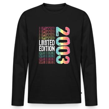 Limited Edition Since 2003 Birthday Vintage 2003 - Men's Premium Organic Long Sleeve Shirt - black - Front - Nico (187cm)