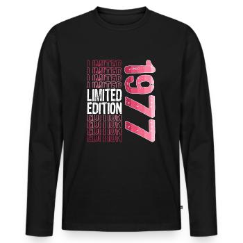 Limited Edition Since 1977 Birthday Vintage 1977 - Men's Premium Organic Long Sleeve Shirt - black - Front - Nico (187cm)