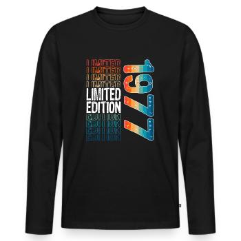 Limited Edition Since 1977 Birthday Vintage 1977 - Men's Premium Organic Long Sleeve Shirt - black - Front - Nico (187cm)