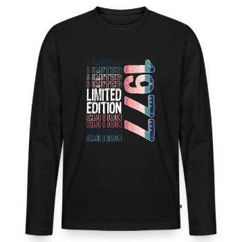 Limited Edition Since 1977 Birthday Vintage 1977 - Men's Premium Organic Long Sleeve Shirt - black - Front - Nico (187cm)