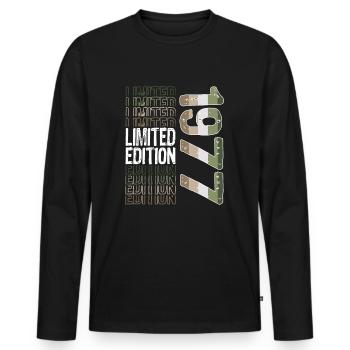Limited Edition Since 1977 Birthday Vintage 1977 - Men's Premium Organic Long Sleeve Shirt - black - Front - Nico (187cm)