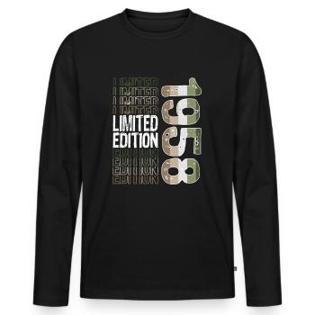 Limited Edition since 1958 Birthday Vintage 1958 - Men's Premium Organic Long Sleeve Shirt - black - Front - Nico (187cm)