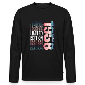 Limited Edition since 1958 Birthday Vintage 1958 - Men's Premium Organic Long Sleeve Shirt - black - Front - Nico (187cm)