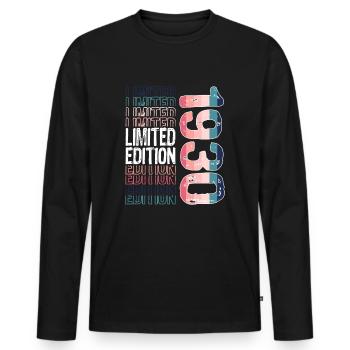 Édition limitée depuis 1930 anniversaire Vintage des années 1930 - T-shirt manches longues Premium bio Homme - noir - Devant - Nico (187cm)