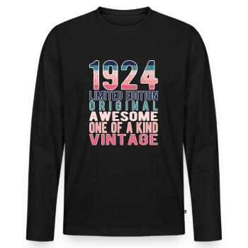 Edition limitée depuis 1924 Anniversaire Millésime 1924 - T-shirt manches longues Premium bio Homme - noir - Devant - Nico (187cm)
