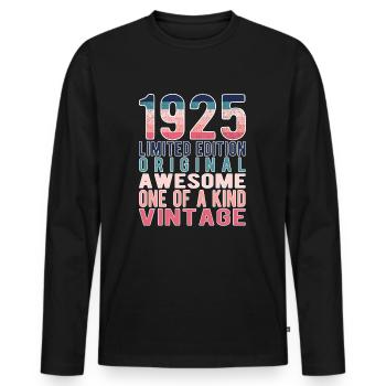 Limited Edition seit 1925 Geburtstag Vintage 1925 - Männer Premium Bio Langarmshirt - Schwarz - Vorne - Nico (187cm)