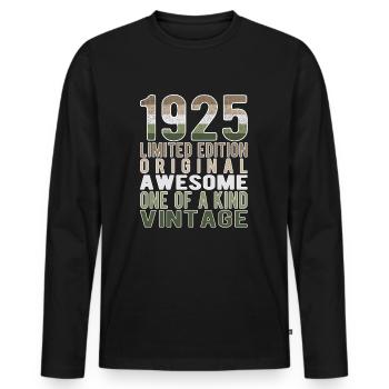 Limited Edition seit 1925 Geburtstag Vintage 1925 - Männer Premium Bio Langarmshirt - Schwarz - Vorne - Nico (187cm)