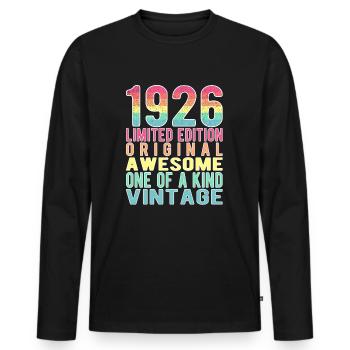 Limited Edition Since 1926 Birthday Vintage 1926 - Men's Premium Organic Long Sleeve Shirt - black - Front - Nico (187cm)