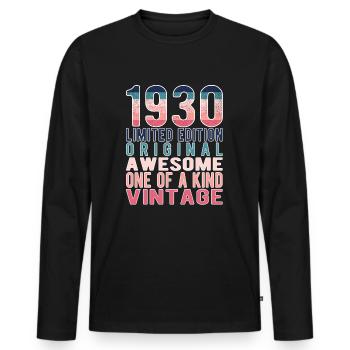 Limited Edition Since 1930's Birthday Vintage 1930's - Men's Premium Organic Long Sleeve Shirt - black - Front - Nico (187cm)