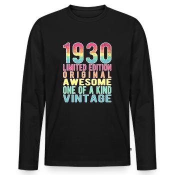 Limited Edition Since 1930 Birthday Vintage 1930's - Men's Premium Organic Long Sleeve Shirt - black - Front - Nico (187cm)
