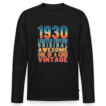 Limited Edition Since 1930 Birthday Vintage 1930's - Men's Premium Organic Long Sleeve Shirt - black - Front - Nico (187cm)
