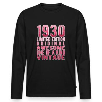 Limited Edition Since 1930 Birthday Vintage 1930's - Men's Premium Organic Long Sleeve Shirt - black - Front - Nico (187cm)