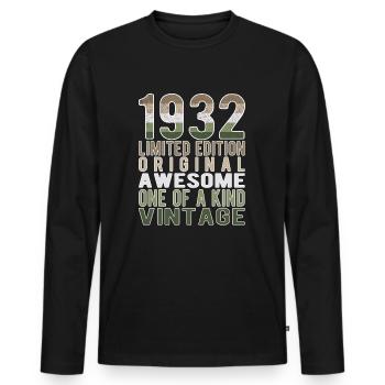 Edition limitée depuis 1932 Anniversaire Millésime 1932 - T-shirt manches longues Premium bio Homme - noir - Devant - Nico (187cm)