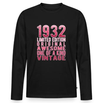 Edition limitée depuis 1932 Anniversaire Millésime 1932 - T-shirt manches longues Premium bio Homme - noir - Devant - Nico (187cm)
