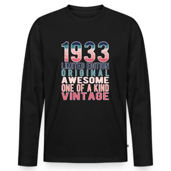 Edition limitée depuis 1933 Anniversaire Millésime 1933 - T-shirt manches longues Premium bio Homme - noir - Devant - Nico (187cm)