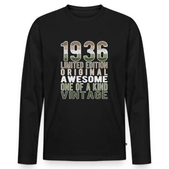 Edition limitée depuis 1936 Anniversaire Millésime 1936 - T-shirt manches longues Premium bio Homme - noir - Devant - Nico (187cm)