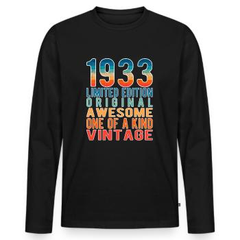 Edition limitée depuis 1933 Anniversaire Millésime 1933 - T-shirt manches longues Premium bio Homme - noir - Devant - Nico (187cm)