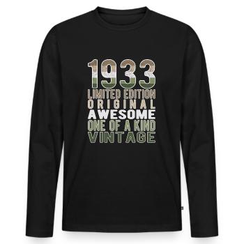 Limited Edition Since 1933 Birthday Vintage 1933 - Men's Premium Organic Long Sleeve Shirt - black - Front - Nico (187cm)