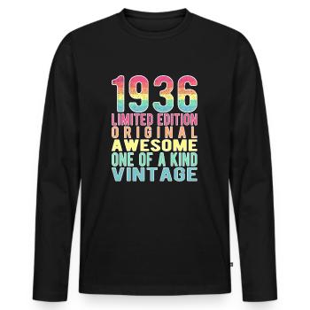 Edition limitée depuis 1936 Anniversaire Millésime 1936 - T-shirt manches longues Premium bio Homme - noir - Devant - Nico (187cm)