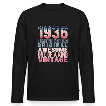 Edition limitée depuis 1936 Anniversaire Millésime 1936 - T-shirt manches longues Premium bio Homme - noir - Devant - Nico (187cm)