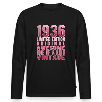 Edition limitée depuis 1936 Anniversaire Millésime 1936 - T-shirt manches longues Premium bio Homme - noir - Devant - Nico (187cm)