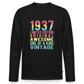 Limited Edition Since 1937 Birthday Vintage 1937 - Men's Premium Organic Long Sleeve Shirt - black - Front - Nico (187cm)