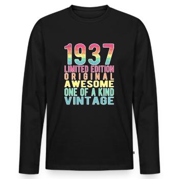 Limited Edition Since 1937 Birthday Vintage 1937 - Men's Premium Organic Long Sleeve Shirt - black - Front - Nico (187cm)