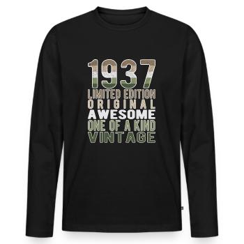 Limited Edition Since 1937 Birthday Vintage 1937 - Men's Premium Organic Long Sleeve Shirt - black - Front - Nico (187cm)