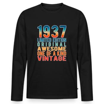 Limited Edition Since 1937 Birthday Vintage 1937 - Men's Premium Organic Long Sleeve Shirt - black - Front - Nico (187cm)
