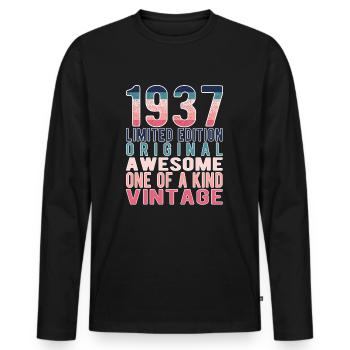 Limited Edition Since 1937 Birthday Vintage 1937 - Men's Premium Organic Long Sleeve Shirt - black - Front - Nico (187cm)