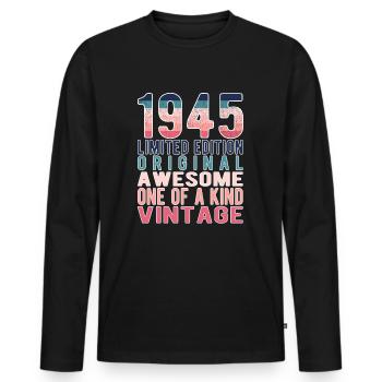 Limited Edition Since 1945 Birthday Vintage 1945 - Men's Premium Organic Long Sleeve Shirt - black - Front - Nico (187cm)