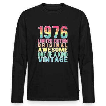 Edition limitée depuis 1976 Anniversaire Millésime 1976 - T-shirt manches longues Premium bio Homme - noir - Devant - Nico (187cm)
