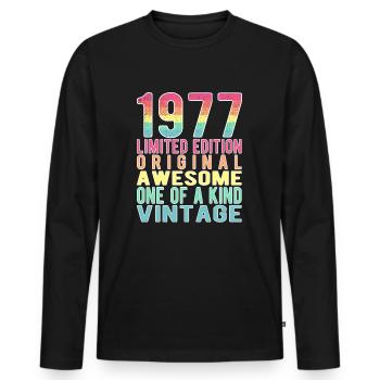 Edition limitée depuis 1977 Anniversaire Millésime 1977 - T-shirt manches longues Premium bio Homme - noir - Devant - Nico (187cm)