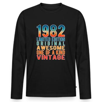 Edition limitée depuis 1982 Anniversaire Millésime 1982 - T-shirt manches longues Premium bio Homme - noir - Devant - Nico (187cm)