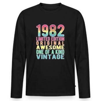 Edition limitée depuis 1982 Anniversaire Millésime 1982 - T-shirt manches longues Premium bio Homme - noir - Devant - Nico (187cm)