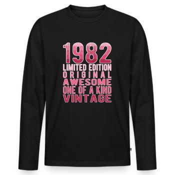 Edition limitée depuis 1982 Anniversaire Millésime 1982 - T-shirt manches longues Premium bio Homme - noir - Devant - Nico (187cm)
